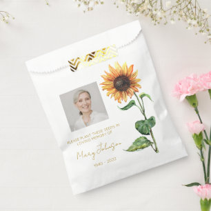 Simple Sunflower Photo Funeral Seed Favour Bags