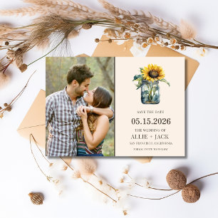 Simple Sunflower Rustic Wedding Photo Save The Date