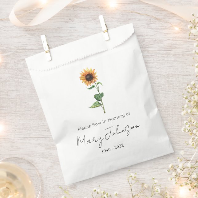 Simple Sunflower Seed packet Funeral  Favour Bags (Clipped)