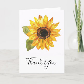 Simple Sunflower Sun Flower Watercolor  Thank You Card