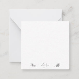 Simple Sunflower Thank You Monogram Blank White Card