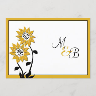 Simple Sunflowers Monogrammed Wedding Invitation