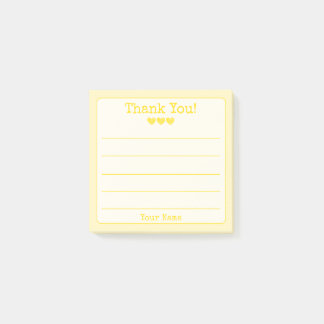 Simple Sunny Yellow Your Name Thank You  Post-it Notes