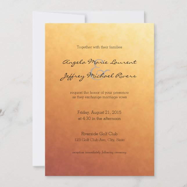 Simple Sunrise Sunset Ombre Gradient Invitation (Front)
