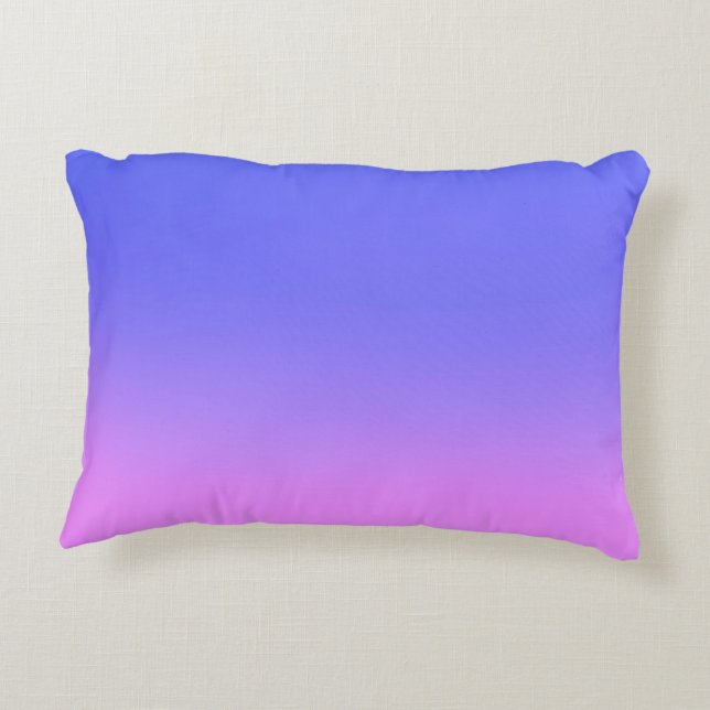Simple Sunset Ombre Effect Blue & Pink Decorative Cushion (Back)