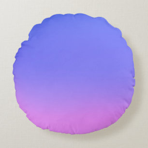 Simple Sunset Ombre Effect Blue & Pink Round Cushion