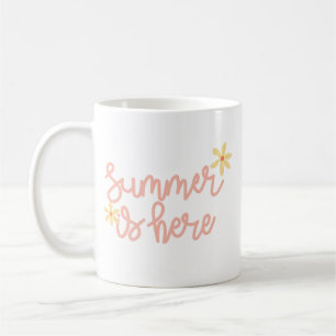 Simple Sunshine Summer Pastel Pink Script Yellow Coffee Mug