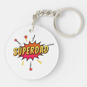 Simple Superdad Comic Retro Pop Art Keychain