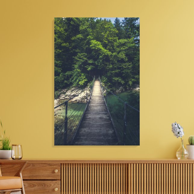 Simple suspension bridge over river Idrijca, Slove Canvas Print (Insitu(LivingRoom))