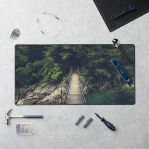 Simple suspension bridge over river Idrijca, Slove Desk Mat