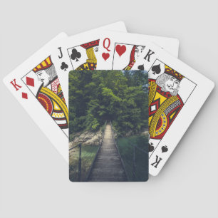 Simple suspension bridge over river Idrijca, Slove Playing Cards