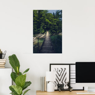 Simple suspension bridge over river Idrijca, Slove Poster