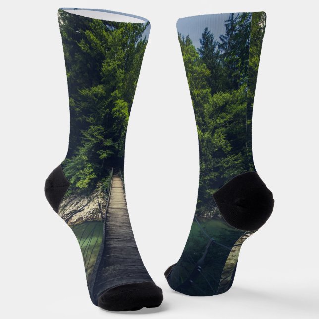 Simple suspension bridge over river Idrijca, Slove Socks (Angled)