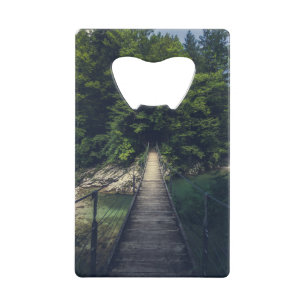 Simple suspension bridge river Idrijca, Slovenia