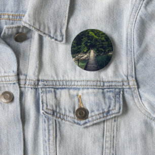 Simple suspension bridge river Idrijca, Slovenia 6 Cm Round Badge