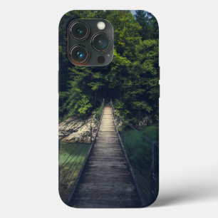 Simple suspension bridge river Idrijca, Slovenia iPhone 13 Pro Case