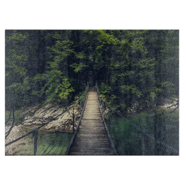 Simple suspension bridge river Idrijca, Slovenia Cutting Board (Front)