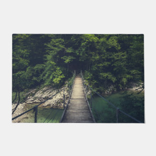 Simple suspension bridge river Idrijca, Slovenia Doormat