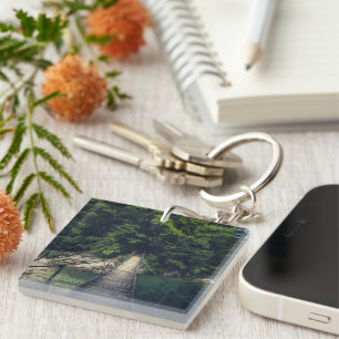 Simple suspension bridge river Idrijca, Slovenia Key Ring