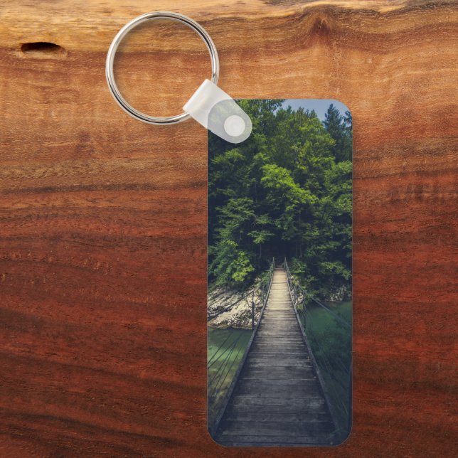 Simple suspension bridge river Idrijca, Slovenia Key Ring (Front)