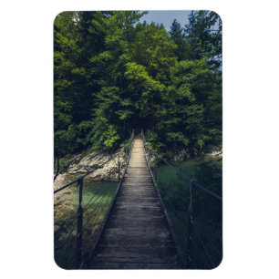 Simple suspension bridge river Idrijca, Slovenia Magnet