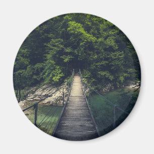 Simple suspension bridge river Idrijca, Slovenia Magnet