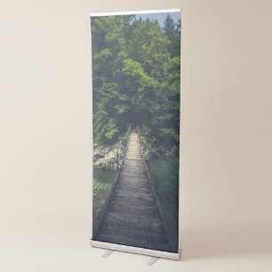 Simple suspension bridge river Idrijca, Slovenia Retractable Banner