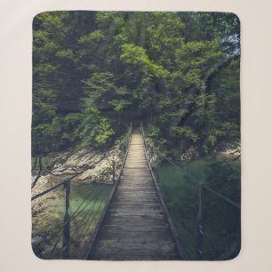 Simple suspension bridge river Idrijca, Slovenia Sherpa Blanket