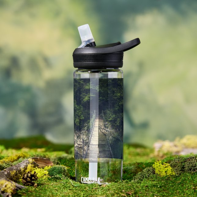 Simple suspension bridge river Idrijca, Slovenia Water Bottle (Outdoor)