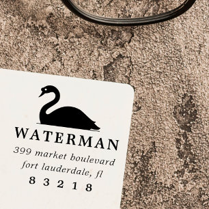 Simple Swan Silhouette Family Name Return Address Self-inking Stamp