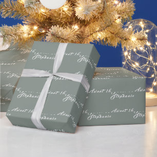 Simple Sweet 16 Name Sage green Sixteen Name Wrapping Paper