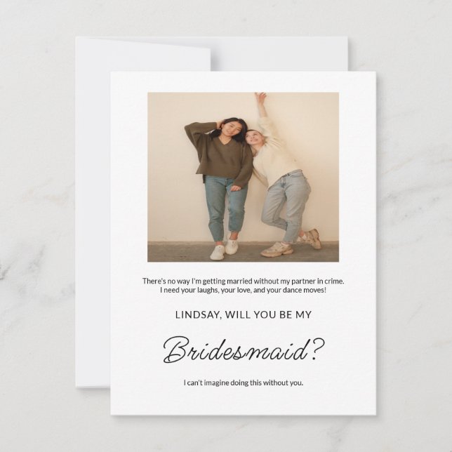 Simple & Sweet Bridesmaid Proposal Photo (Front)