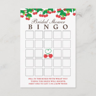 Simple Sweet Cherries Bridal Shower Bingo Cards