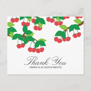 Simple Sweet Cherries Wedding Thank You Postcard