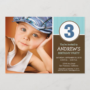 Simple & Sweet Chocolate/Blue Birthday Invite