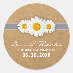 Simple Sweet Daisy Wedding Seal Sticker Thank You