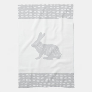 Simple, Sweet Grey Easter Bunny Rabbit Kitchen Tea Towel