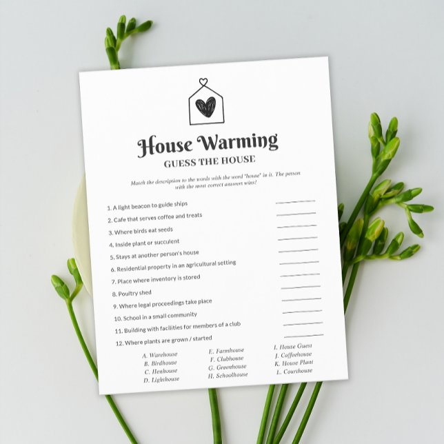 Simple Sweet Heart House Warming Party Game (Simple Sweet Heart House Warming Party Game)