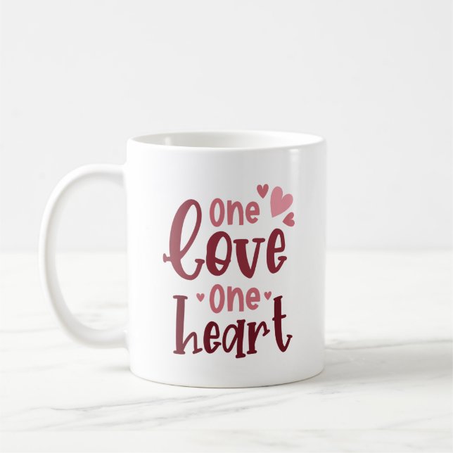 Simple Sweet Love One Love One Heart Romantic Cute Coffee Mug (Left)