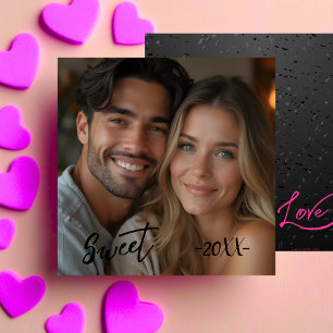 Simple Sweet & Love Photo Black Holiday Card