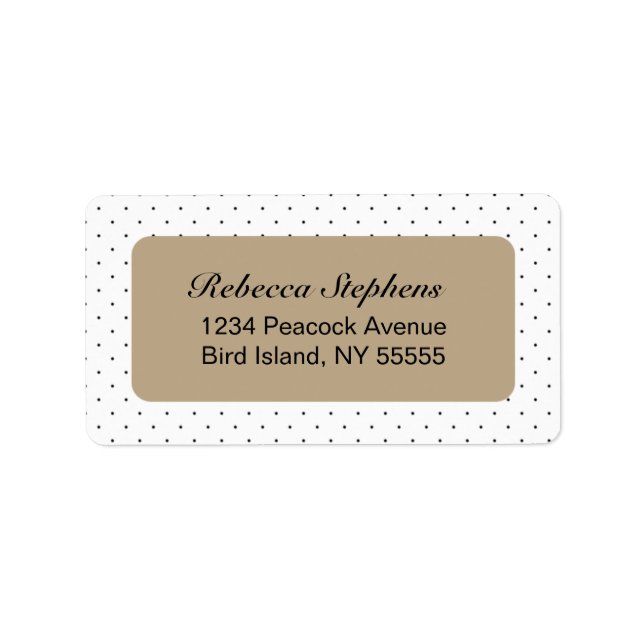 Simple Sweet Polka Dot- Tan and Black Label (Front)