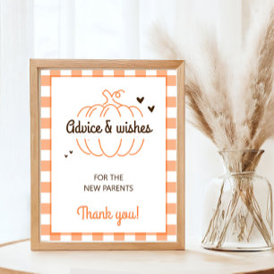 Simple Sweet Pumpkin Baby Shower Advice and Wishes Poster