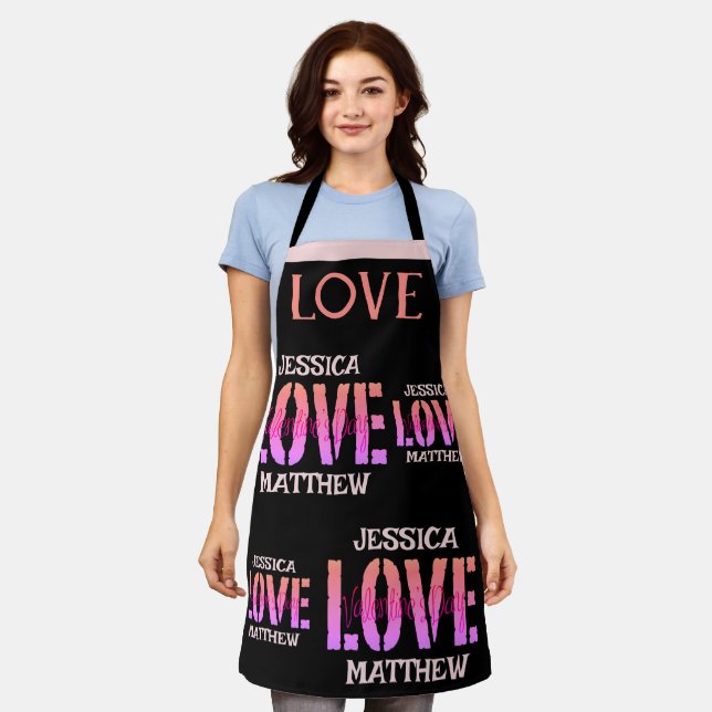 Simple Sweet Romantic Love Couple Valentines Gift Apron (Worn)