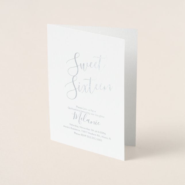 Simple Sweet Sixteen Script Foil Card (Front)