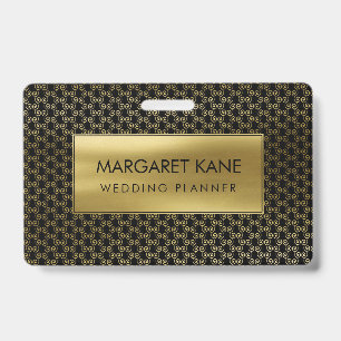 Simple Swirl Pattern Gold on Black ID Badge