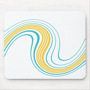 Simple Swirl - Turquoise and Yellow Mouse Mat