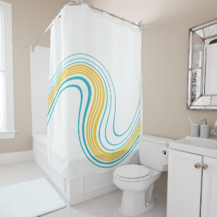 Simple Swirl - Turquoise and Yellow Shower Curtain