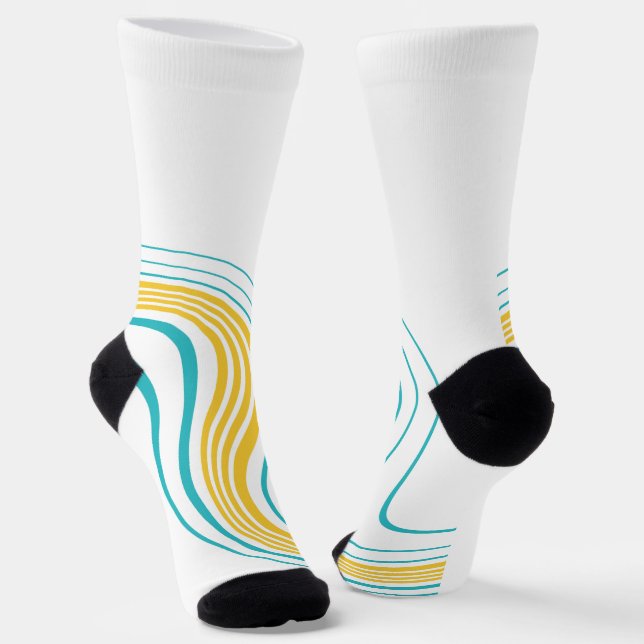 Simple Swirl - Turquoise and Yellow Socks (Angled)