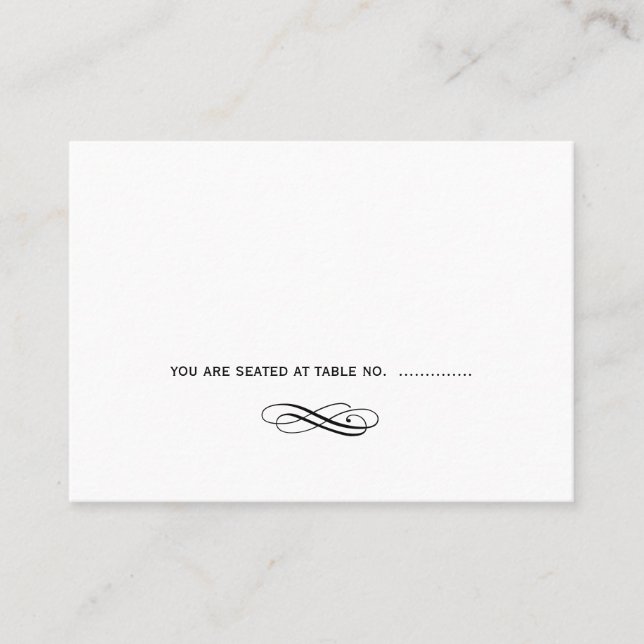 Simple swirl wedding escort guest seating card (Front)