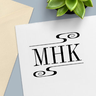 Simple Swirls Monogram Initials Self-inking Stamp